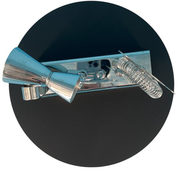 Stainless Steel Bar Tools Six Piece Set and Stand Cocktail Party Bartender Drink - Picture 3 of 13